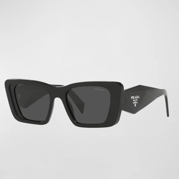 PRADA Sunglasses Geometric Acetate Butterfly Black - Picture 1 of 10